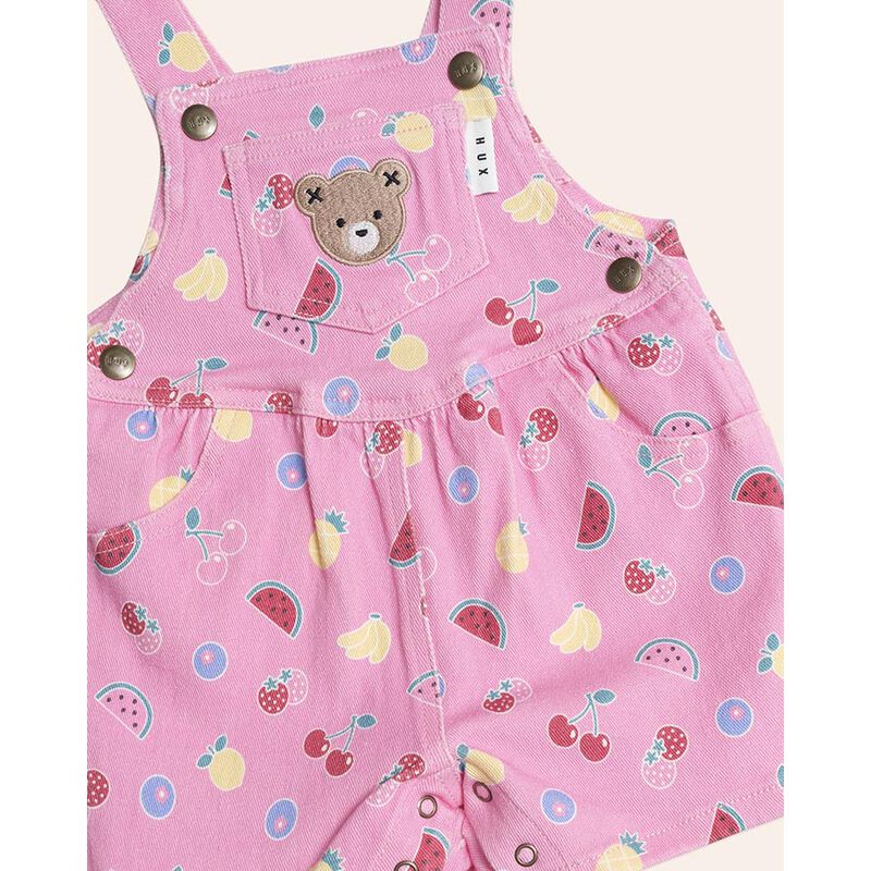 Huxbaby Pink Fruit Emoji Short Overalls image number 2